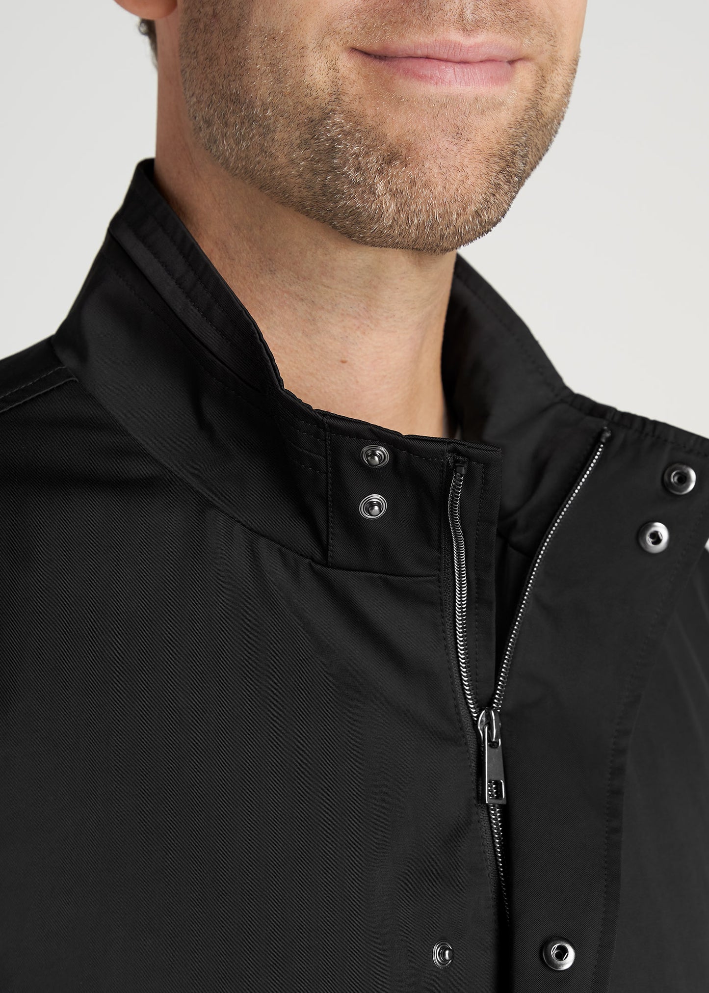    American-Tall-Men-ZipTrenchCoat-Black-detail