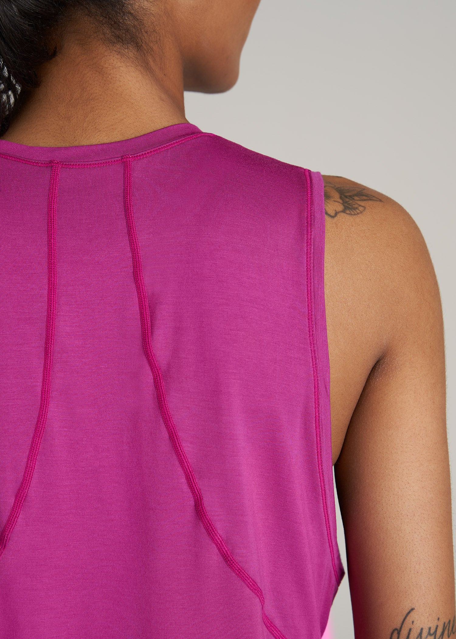    American-Tall-Women-Athletic-Cropped-Muscle-Tank-Pink-Orchid-detail