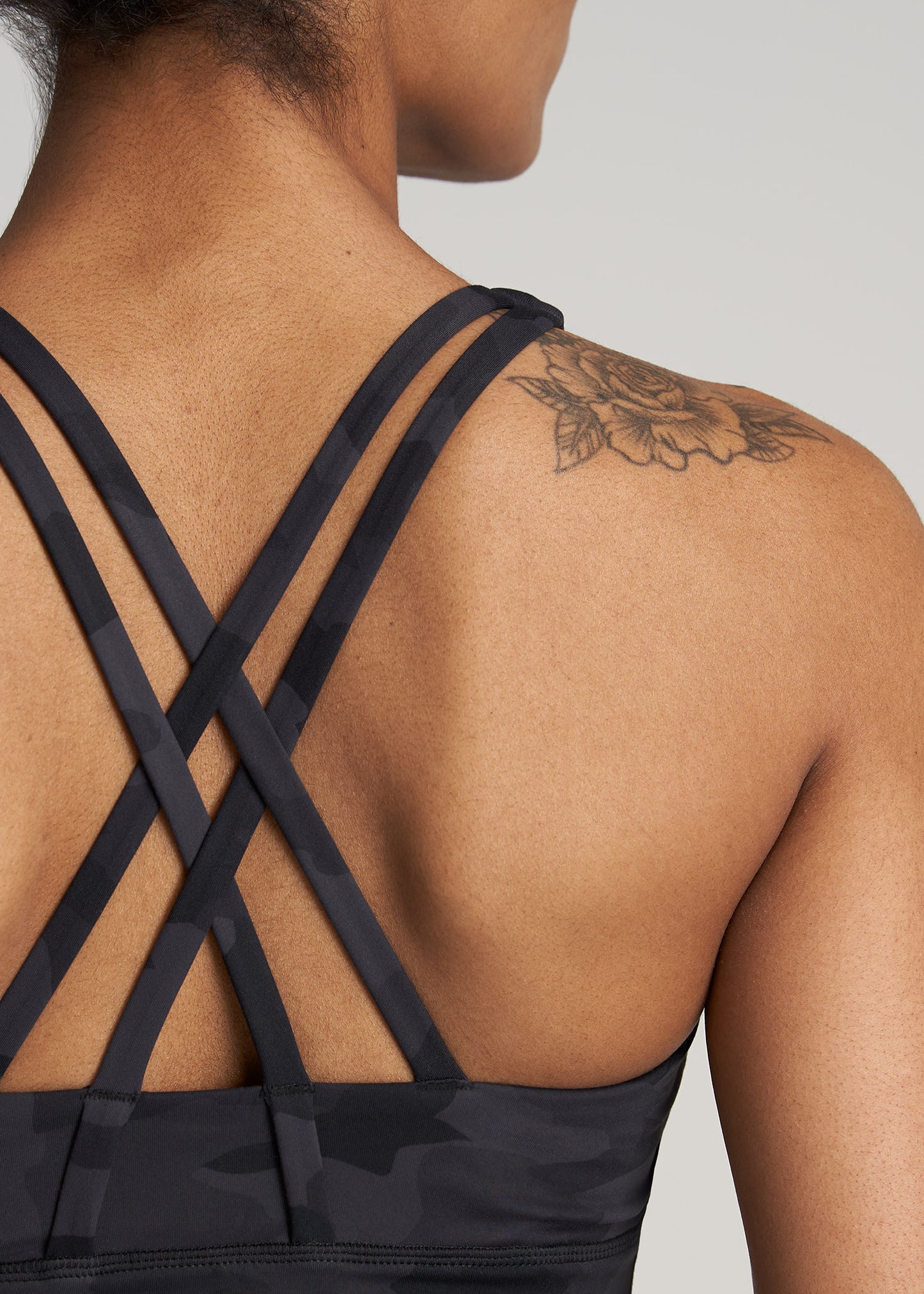     American-Tall-Women-Balance-Crisscross-SportBra-GreyCamo-detail