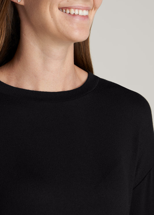         American-Tall-Women-COZY-Lounge-Crewneck-Ribbing-Black-detail