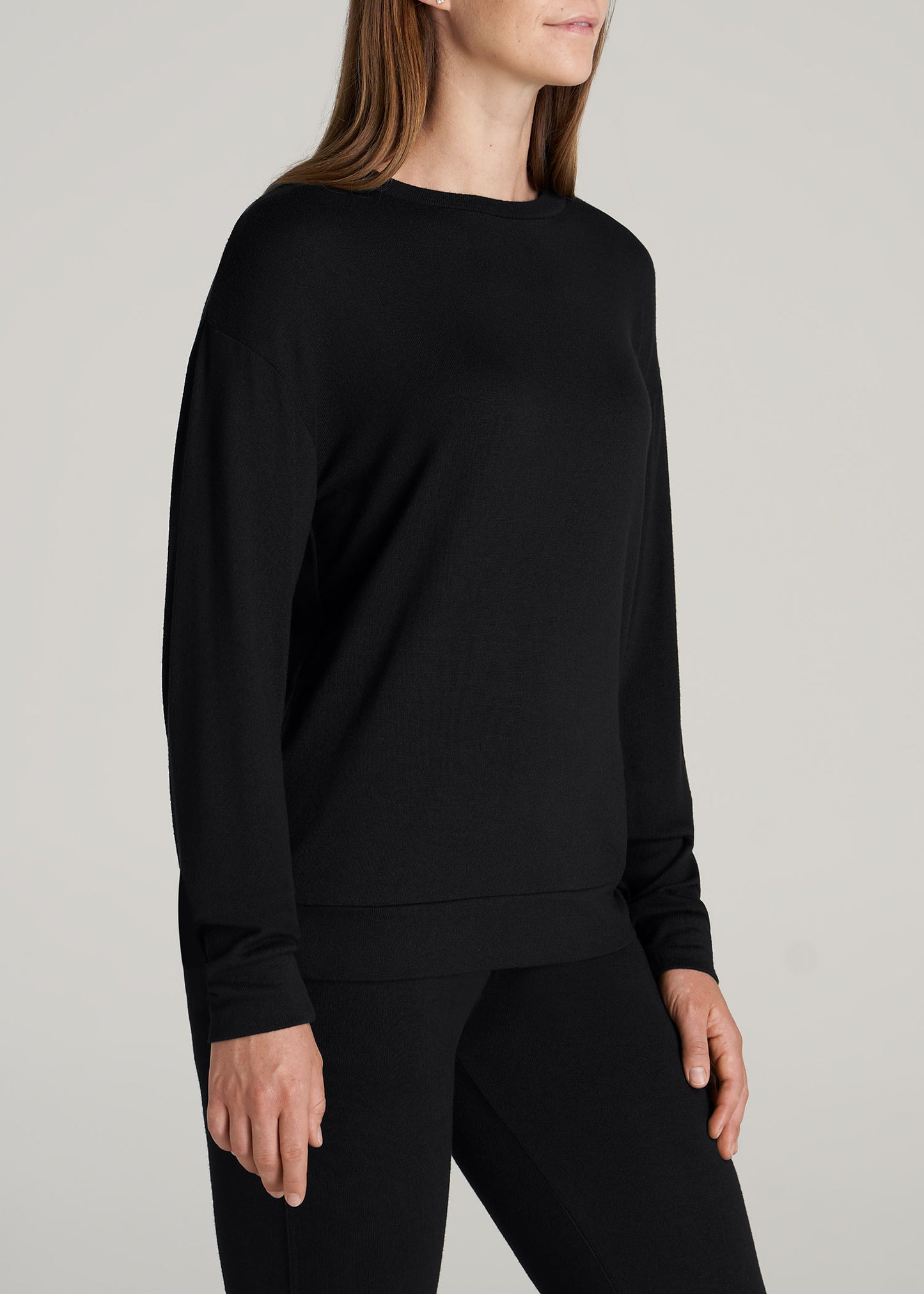    American-Tall-Women-COZY-Lounge-Crewneck-Ribbing-Black-side