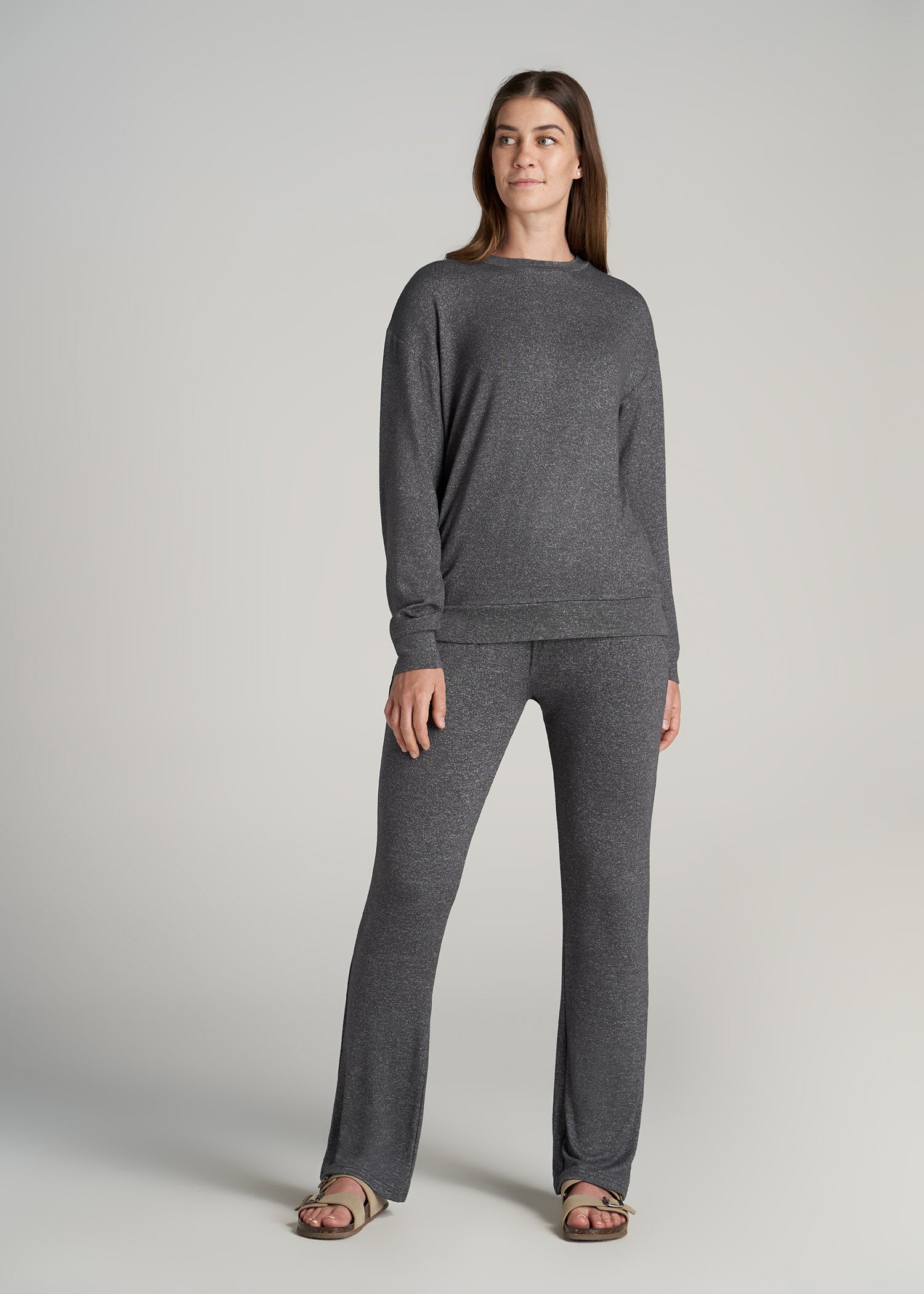    American-Tall-Women-COZY-Lounge-Crewneck-Ribbing-CharcoalMix-full