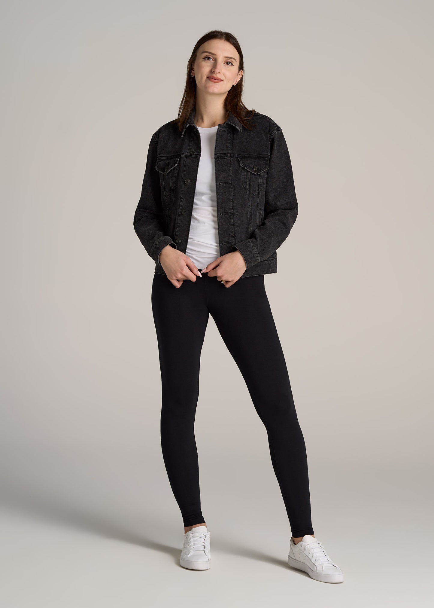    American-Tall-Women-Cotton-Leggings-Black-full