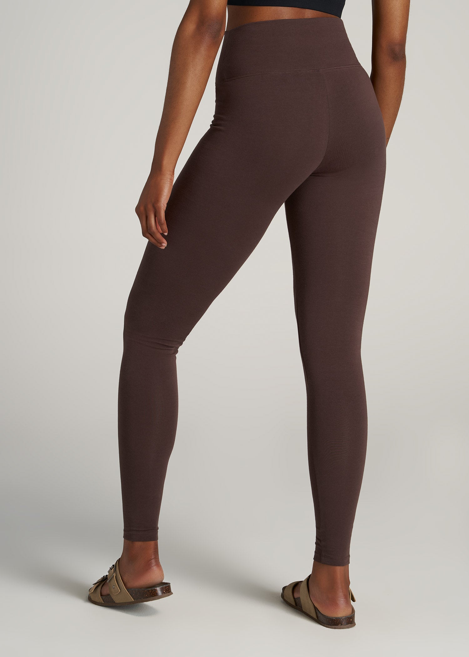    American-Tall-Women-Cotton-Leggings-Chocolate-back