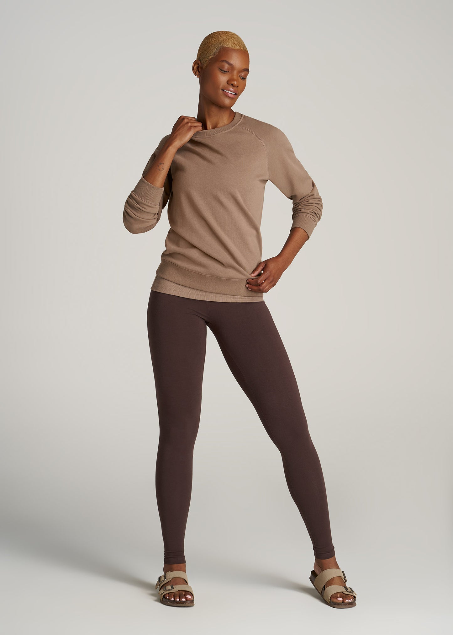    American-Tall-Women-Cotton-Leggings-Chocolate-full