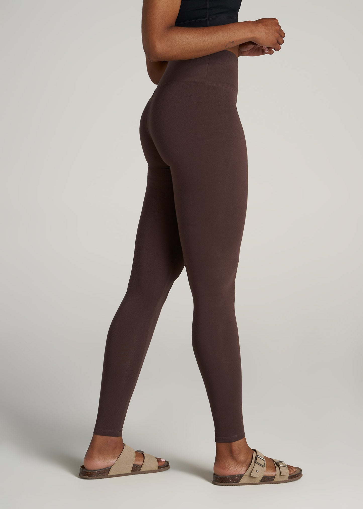    American-Tall-Women-Cotton-Leggings-Chocolate-side