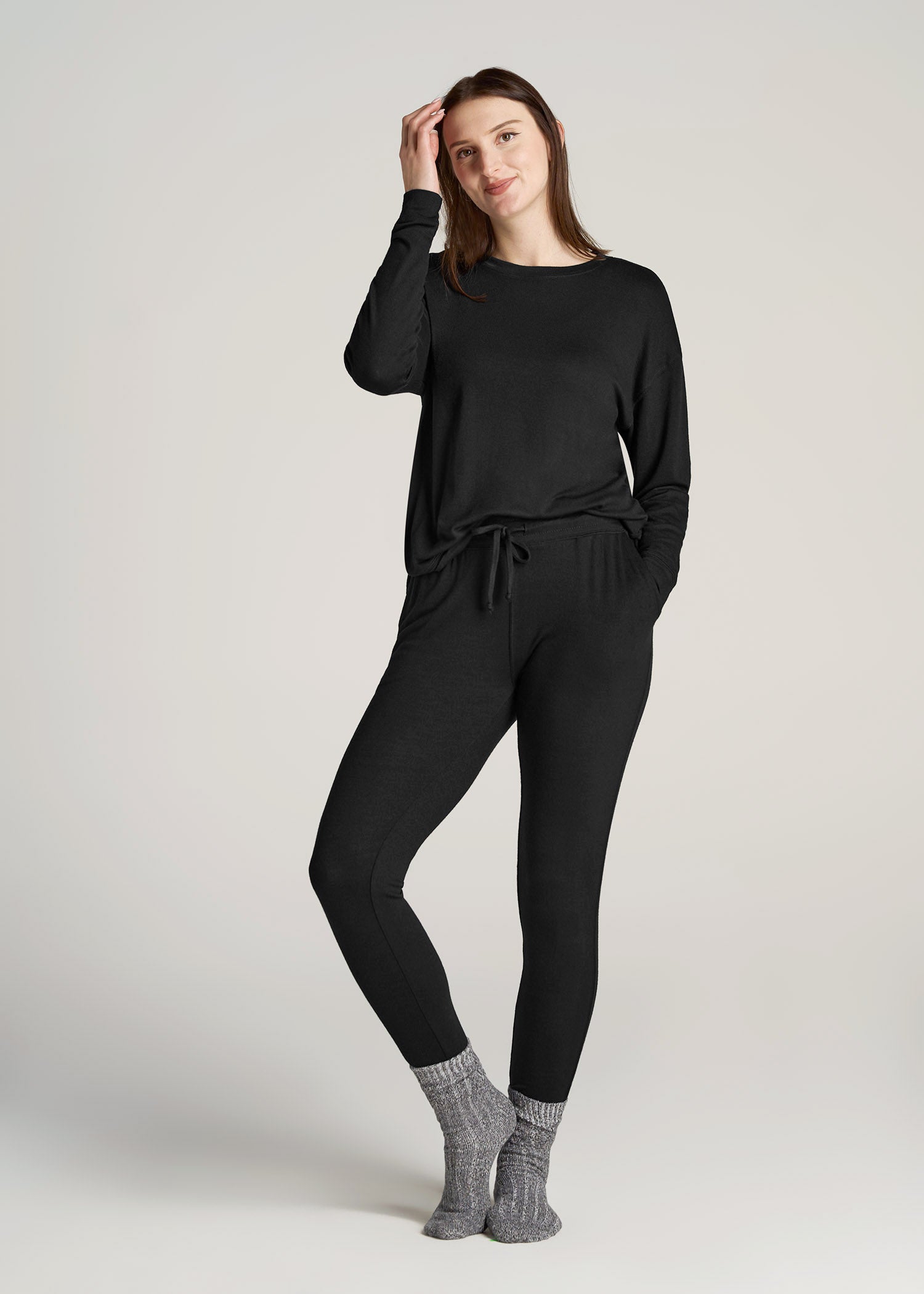     American-Tall-Women-Cozy-Lounge-Joggers-Black-full