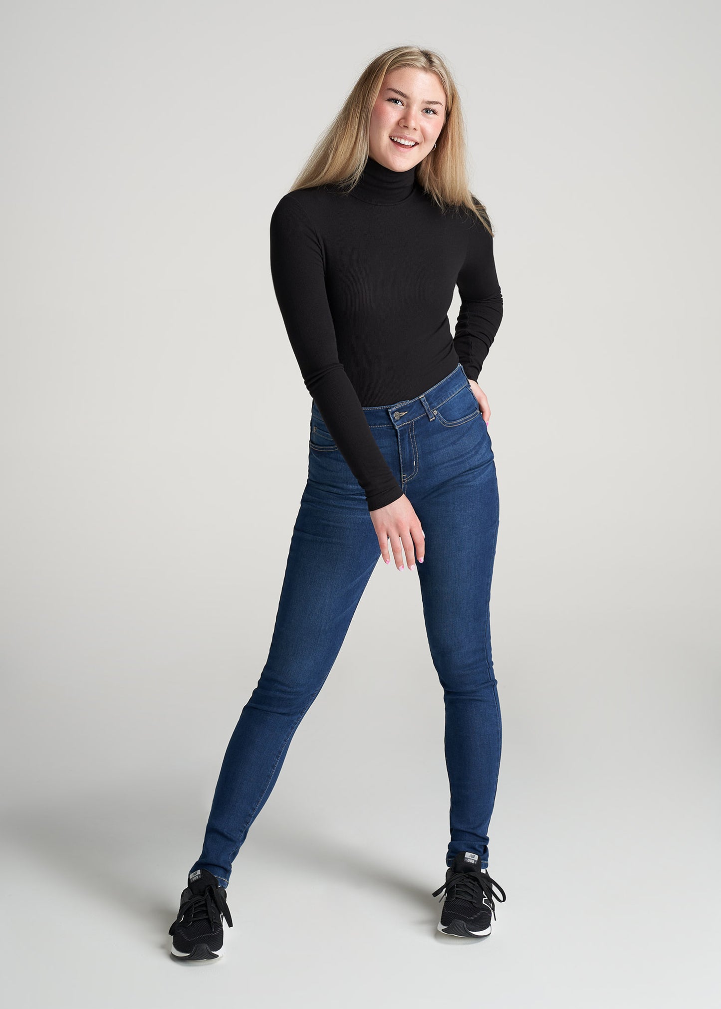 American-Tall-Women-Fitted-LongSleeve-Ribbed-TurtleNeck-Black-full