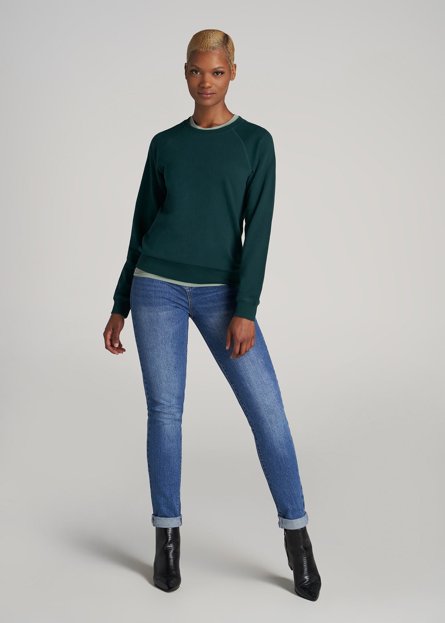         American-Tall-Women-French-Terry-Crewneck-Regular-Emerald-full