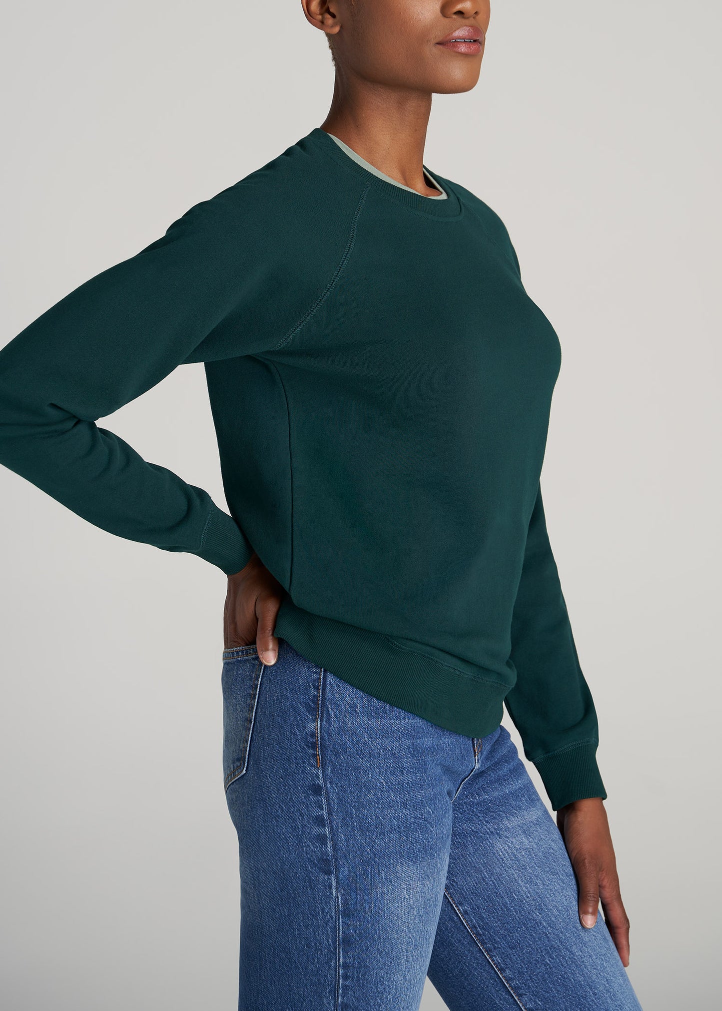    American-Tall-Women-French-Terry-Crewneck-Regular-Emerald-side