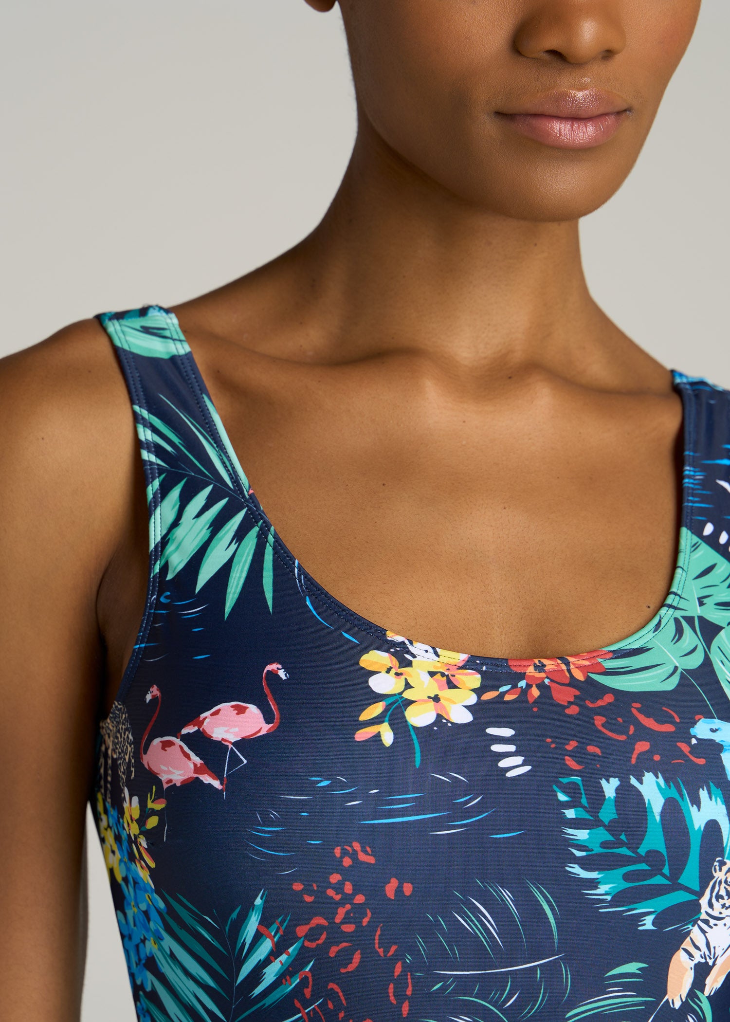     American-Tall-Women-One-Piece-Swimsuit-Jungle-Print-detail