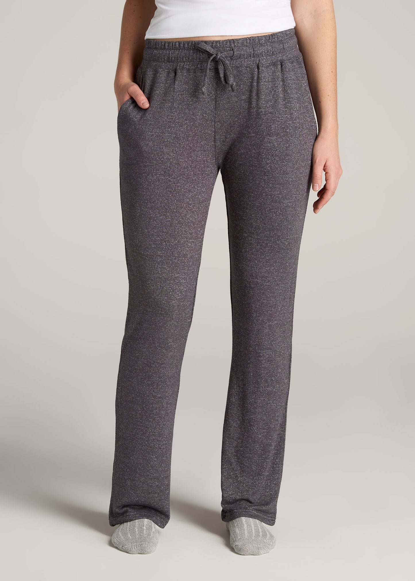       American-Tall-Women-Open-Bottom-Cozy-PJ-Lounge-Pants-Charcoal-Mix-front