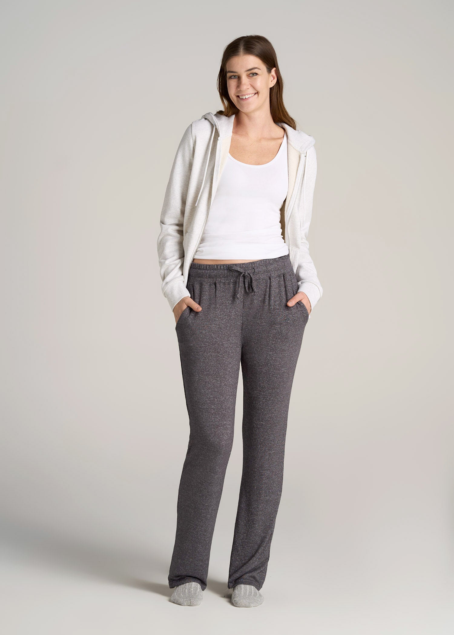         American-Tall-Women-Open-Bottom-Cozy-PJ-Lounge-Pants-Charcoal-Mix-full