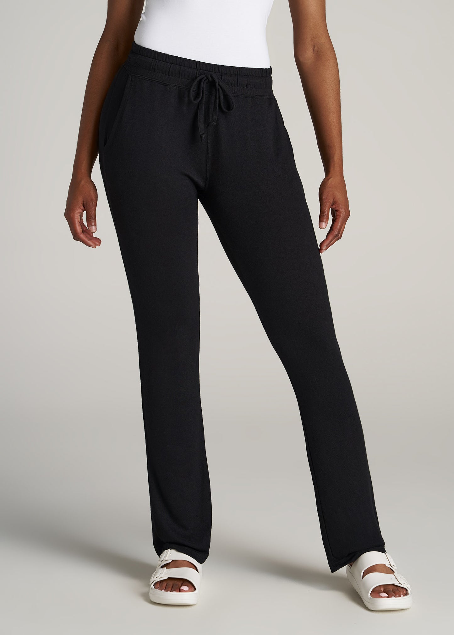       American-Tall-Women-OpenBottom-CozyPJ-LoungePants-Black-front