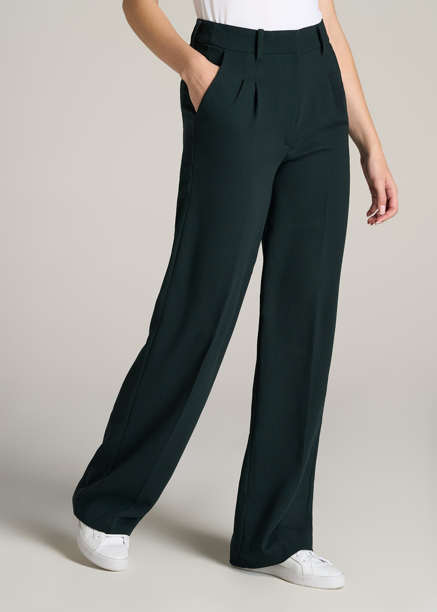       American-Tall-Women-Pleated-Dress-Pants-Midnight-Green-side