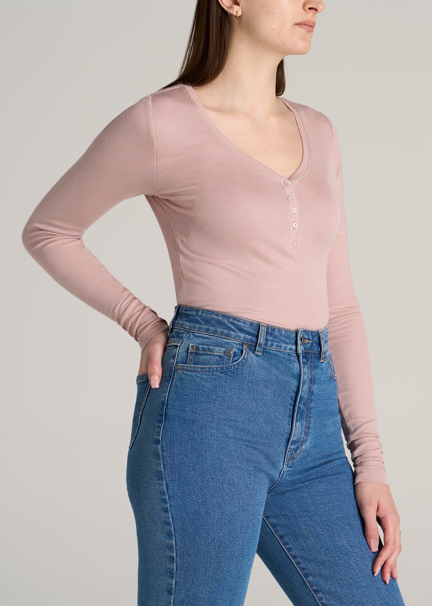 American-Tall-Women-Ribbed-Long-Sleeve-Henley-Ballerina-Pink-side