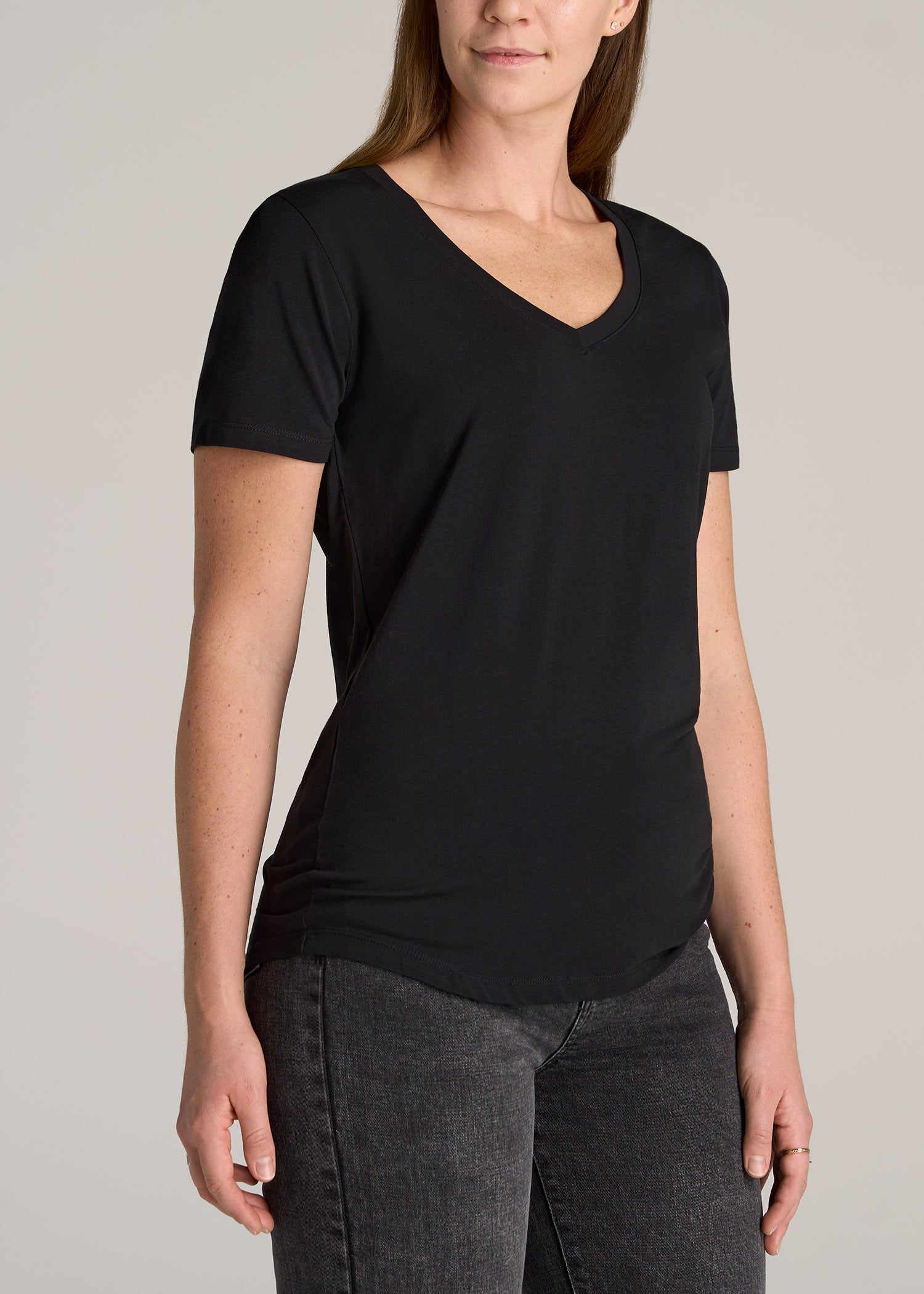     American-Tall-Women-Scoop-V-Neck-Tee-Dark-Black-side