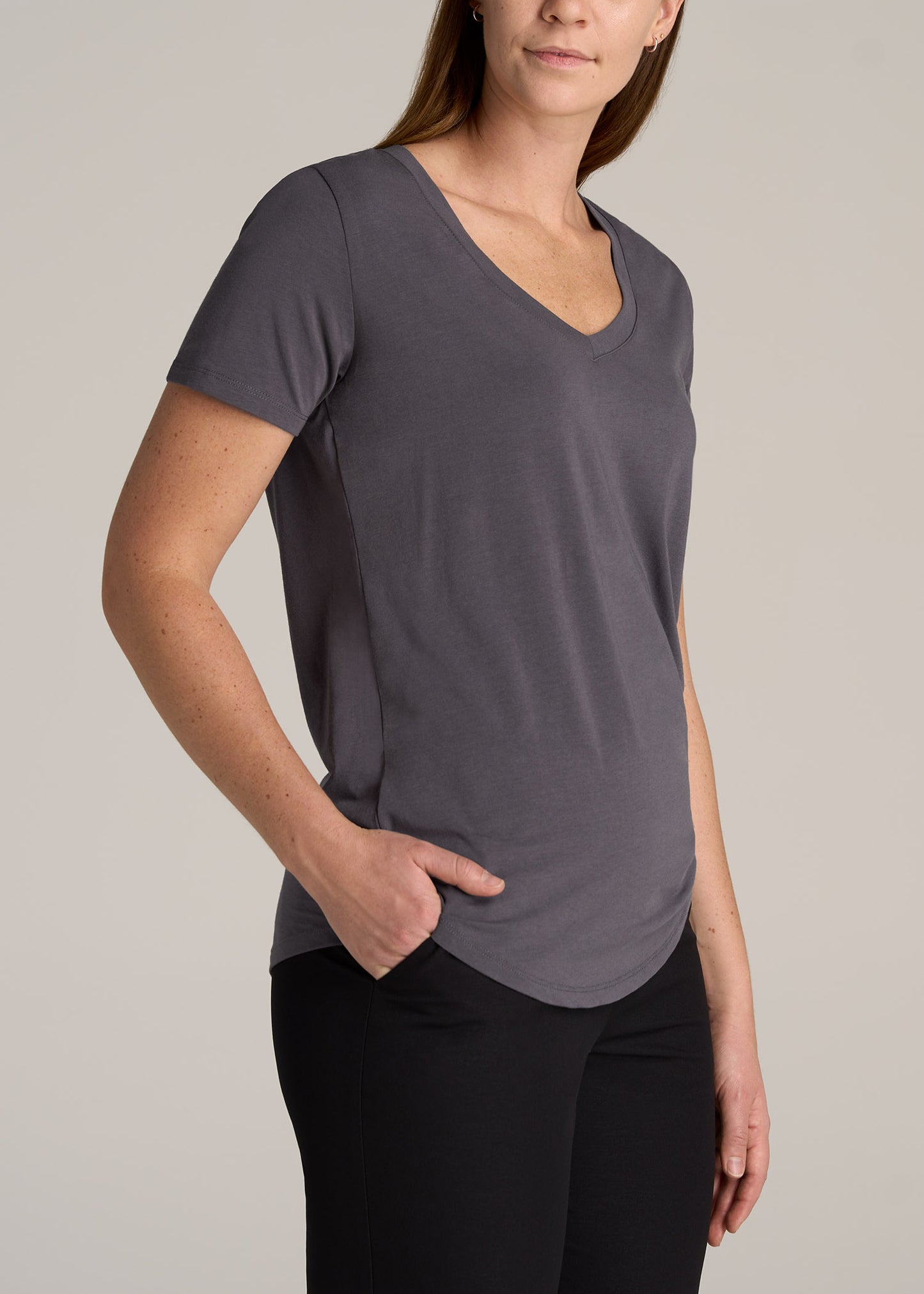       American-Tall-Women-Scoop-V-Neck-Tee-Dark-Charcoal-side