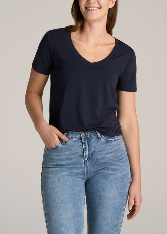     American-Tall-Women-Scoop-V-Neck-Tee-Dark-Navy-front