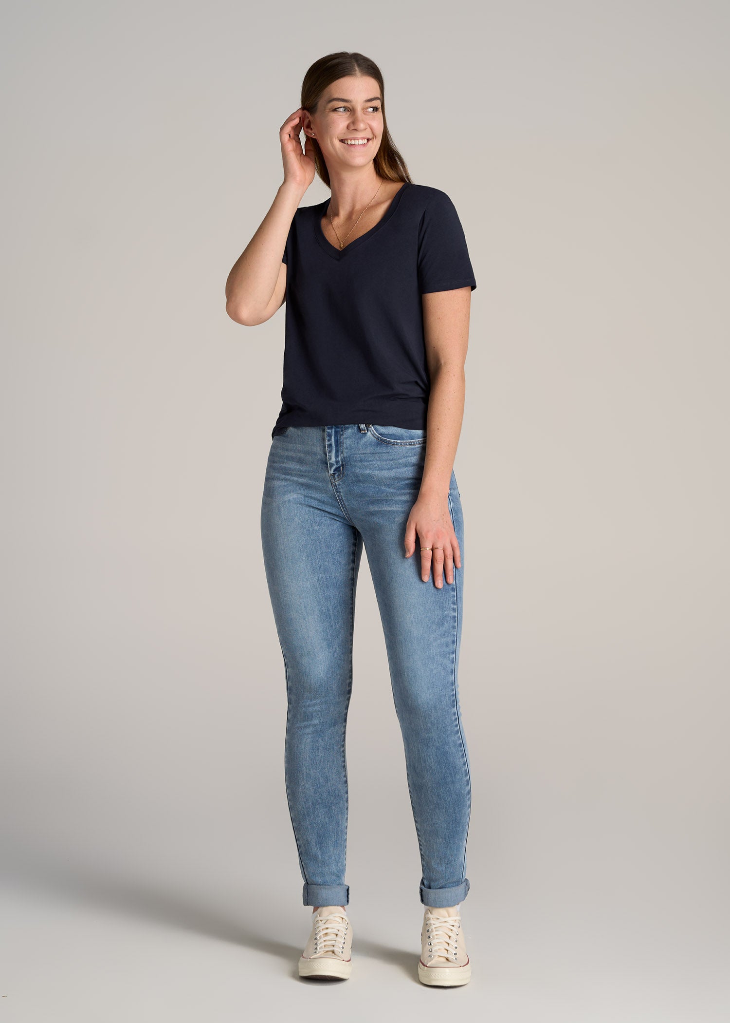     American-Tall-Women-Scoop-V-Neck-Tee-Dark-Navy-full