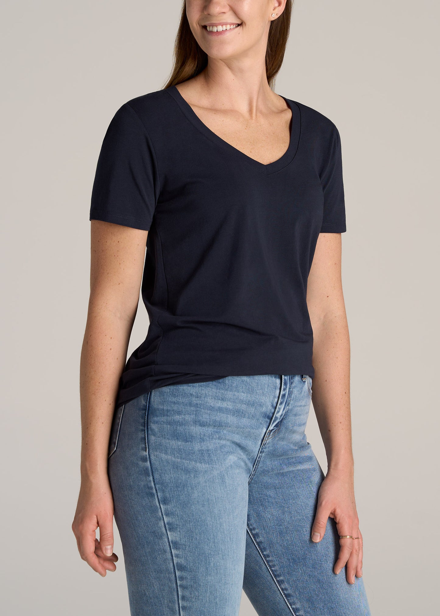       American-Tall-Women-Scoop-V-Neck-Tee-Dark-Navy-side