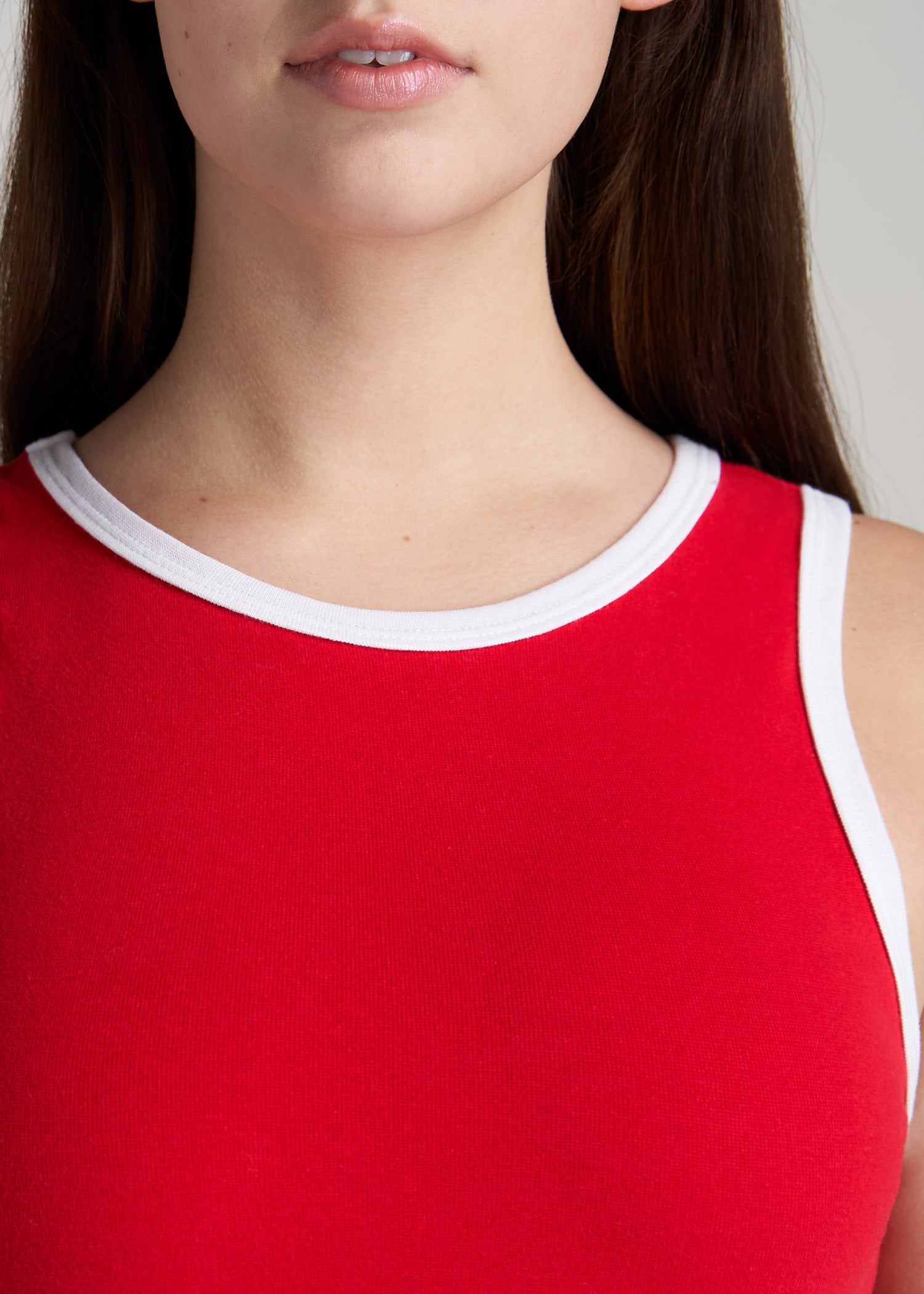    American-Tall-Women-Sleevless-FittedDress-ContrastTrim-RedWhite-detail