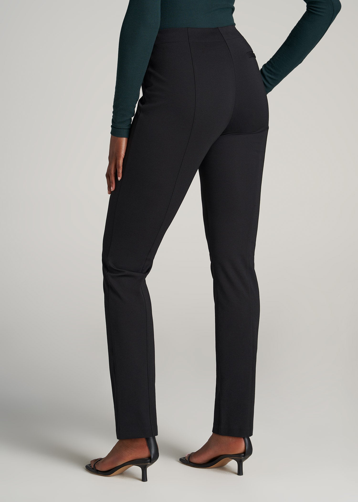    American-Tall-Women-Slim-Fit-Dress-Pant-Black-back