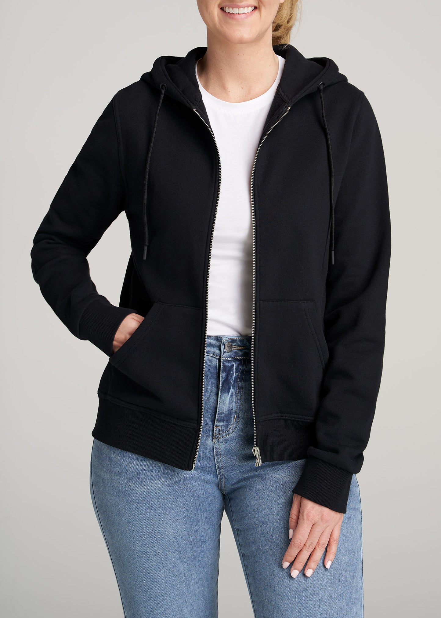     American-Tall-Women-WKND-FullZip-Hoodie-Black-front