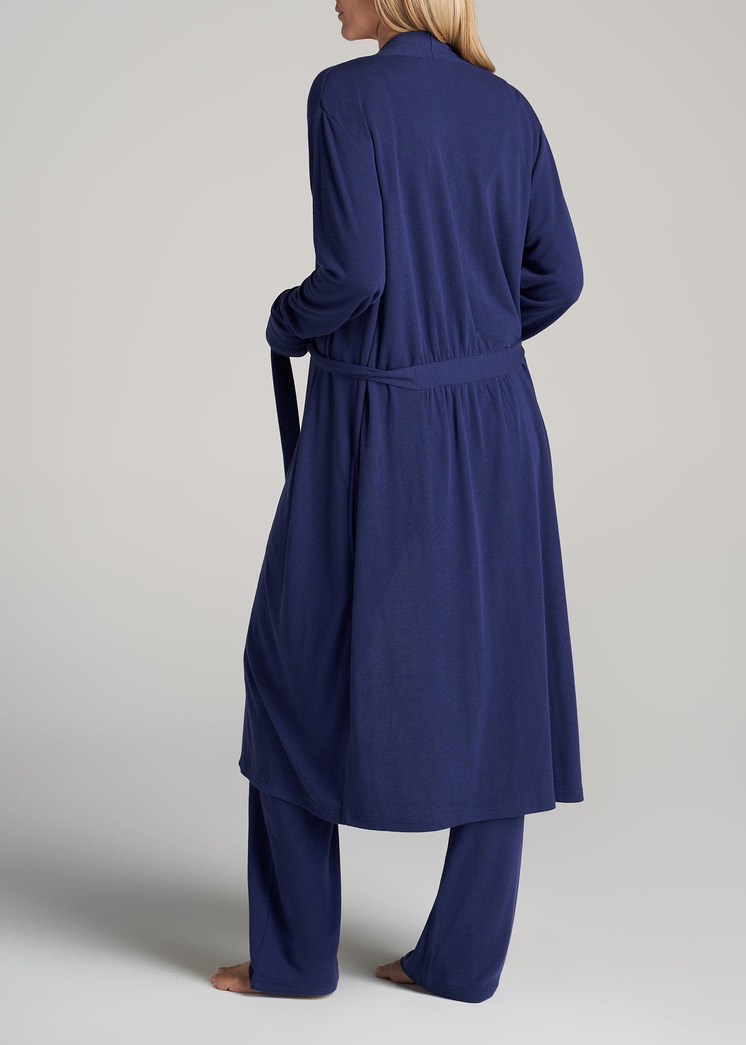    American-Tall-Women-Waffle-Lounge-Robe-Midnight-Blue-back