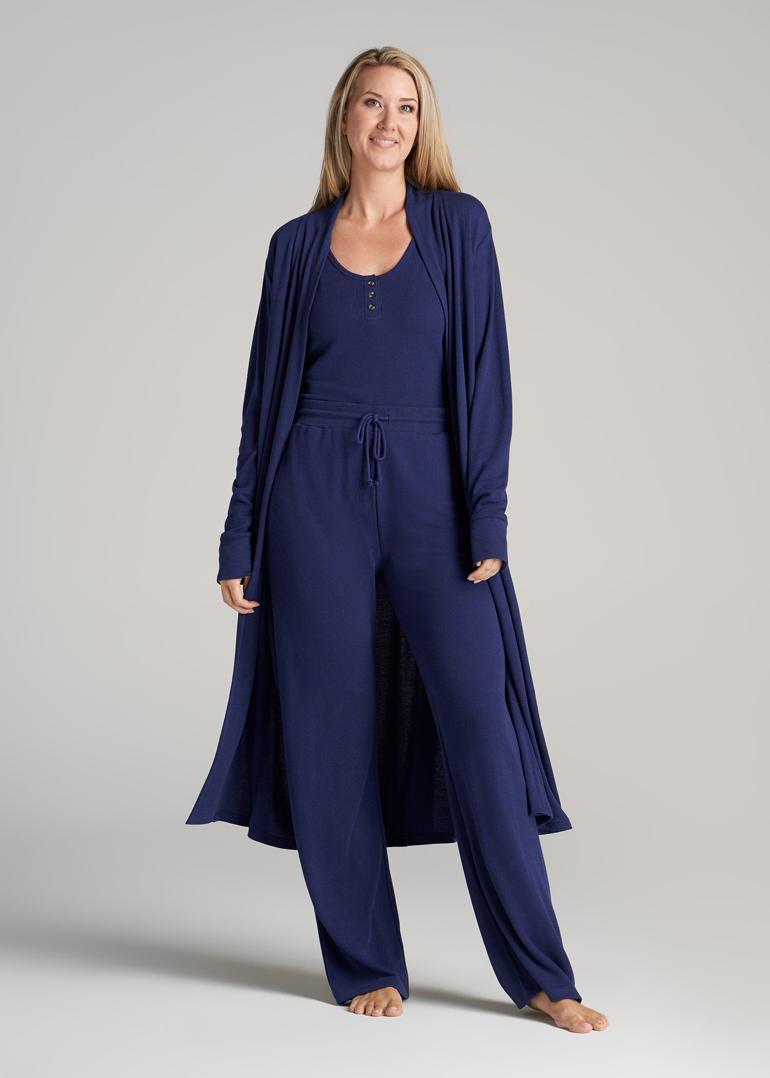     American-Tall-Women-Waffle-Lounge-Robe-Midnight-Blue-full