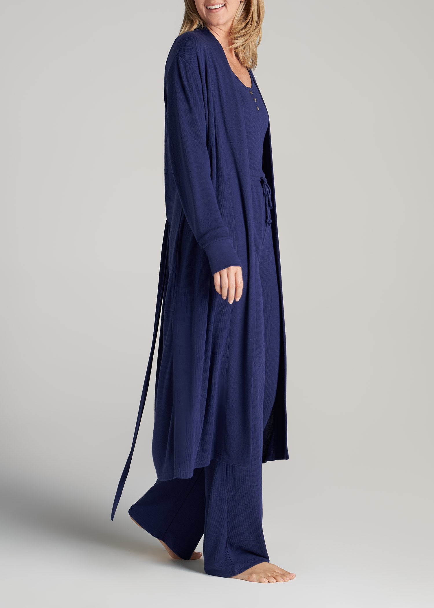       American-Tall-Women-Waffle-Lounge-Robe-Midnight-Blue-side